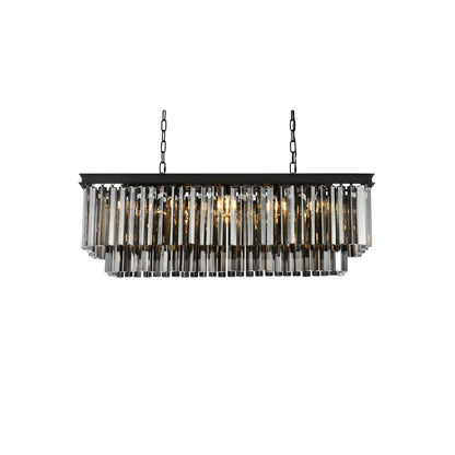 Elegant Lighting Sydney 12 Light 40" Wide Crystal Linear Chandelier with Silver Shade Royal Cut Crystals