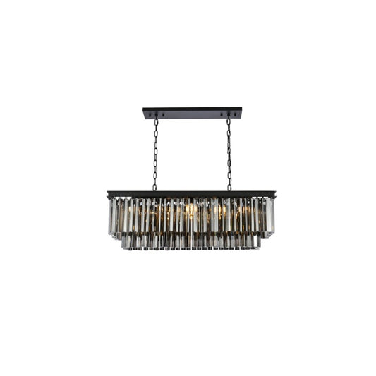 Elegant Lighting Sydney 12 Light 40" Wide Crystal Linear Chandelier with Silver Shade Royal Cut Crystals
