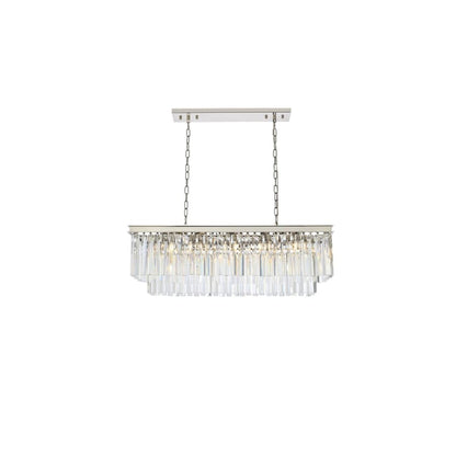 Elegant Lighting Sydney 12 Light 40" Wide Crystal Linear Chandelier with Clear Royal Cut Crystals