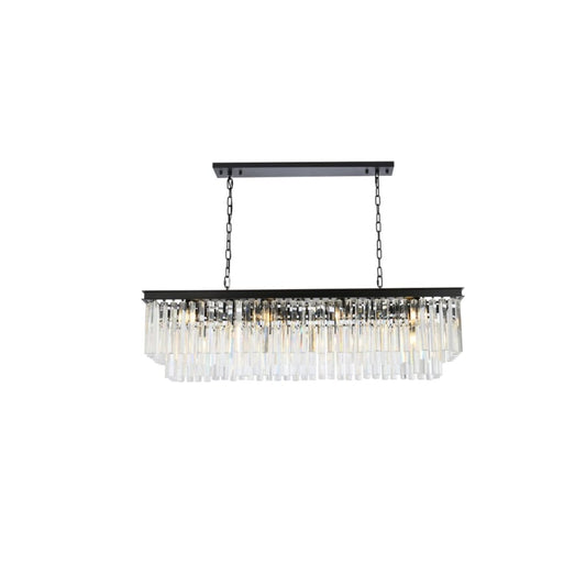 Elegant Lighting Sydney 12 Light 50" Wide Crystal Linear Chandelier with Clear Royal Cut Crystals