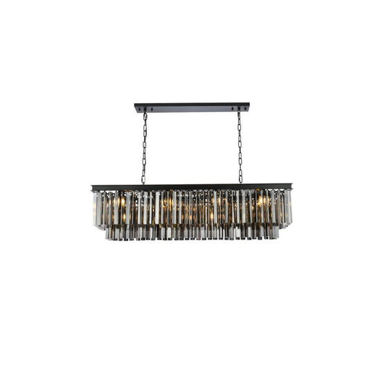 Elegant Lighting Sydney 12 Light 50" Wide Crystal Linear Chandelier with Silver Shade Royal Cut Crystals