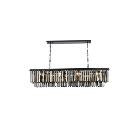 Elegant Lighting Sydney 12 Light 60" Wide Crystal Linear Chandelier with Silver Shade Royal Cut Crystals