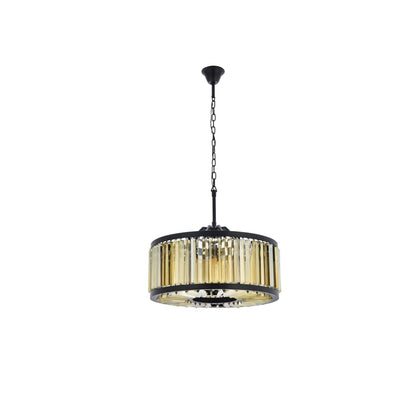 Elegant Lighting Chelsea 8 Light 28" Wide Crystal Drum Chandelier with Golden Teak Royal Cut Crystals