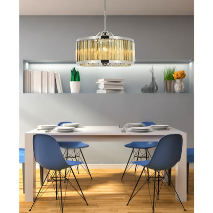 Elegant Lighting Chelsea 8 Light 28" Wide Crystal Drum Chandelier with Golden Teak Royal Cut Crystals