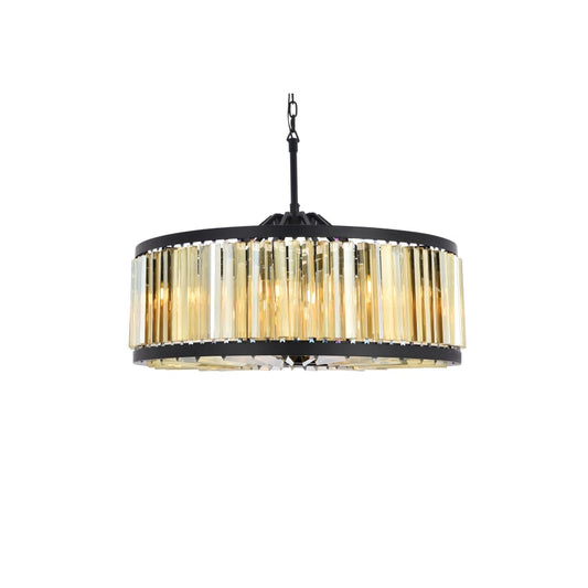 Elegant Lighting Chelsea 10 Light 36" Wide Crystal Drum Chandelier with Golden Teak Royal Cut Crystals