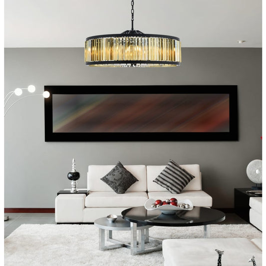 Elegant Lighting Chelsea 10 Light 44" Wide Crystal Drum Chandelier with Golden Teak Royal Cut Crystals