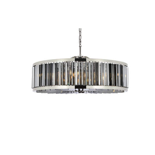 Elegant Lighting Chelsea 10 Light 44" Wide Crystal Drum Chandelier with Silver Shade Royal Cut Crystals