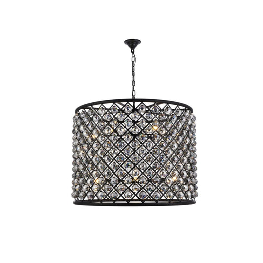 Elegant Lighting Madison 12 Light 36" Wide Crystal Drum Chandelier with Silver Shade Royal Cut Crystals