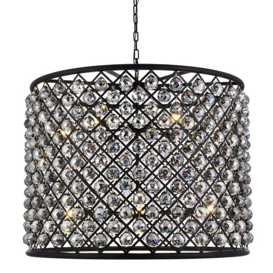 Elegant Lighting Madison 12 Light 36" Wide Crystal Drum Chandelier with Silver Shade Royal Cut Crystals