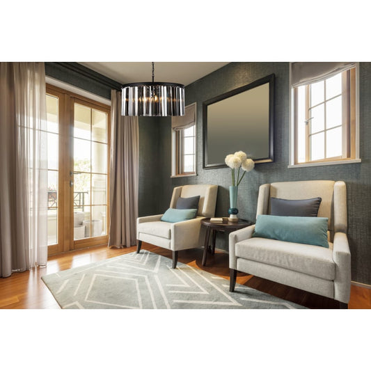 Elegant Lighting Sydney 8 Light 32" Wide Crystal Drum Chandelier with Silver Shade Royal Cut Crystals