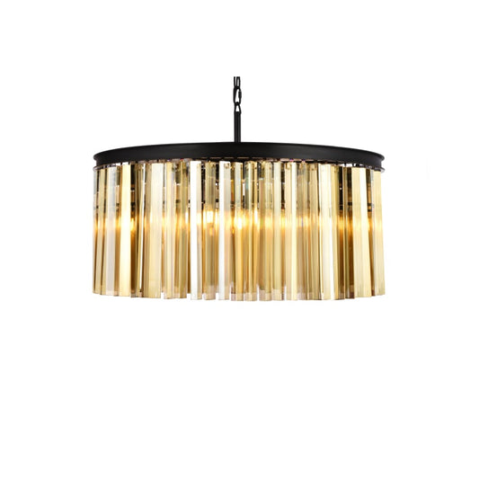 Elegant Lighting Sydney 8 Light 32" Wide Crystal Drum Chandelier with Golden Teak Royal Cut Crystals