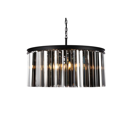 Elegant Lighting Sydney 8 Light 32" Wide Crystal Drum Chandelier with Silver Shade Royal Cut Crystals