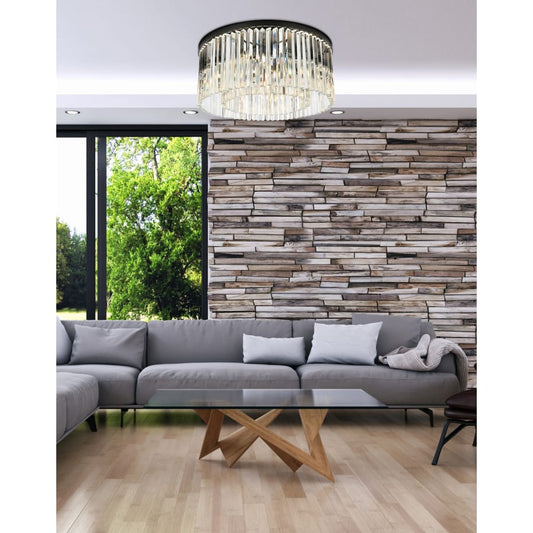 Elegant Lighting Sydney 8 Light 32" Wide Flush Mount Drum Ceiling Fixture with Clear Royal Cut Crystals