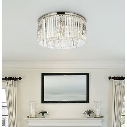 Elegant Lighting Sydney 8 Light 32" Wide Flush Mount Drum Ceiling Fixture with Clear Royal Cut Crystals