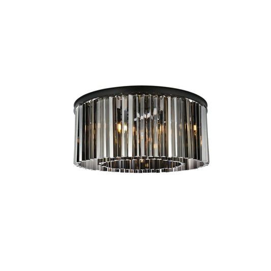 Elegant Lighting Sydney 8 Light 32" Wide Flush Mount Drum Ceiling Fixture with Silver Shade Royal Cut Crystals