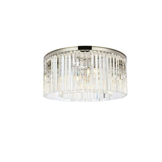 Elegant Lighting Sydney 8 Light 32" Wide Flush Mount Drum Ceiling Fixture with Clear Royal Cut Crystals
