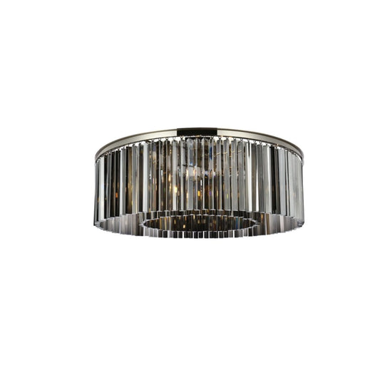 Elegant Lighting Sydney 10 Light 44" Wide Flush Mount Drum Ceiling Fixture with Silver Shade Royal Cut Crystals