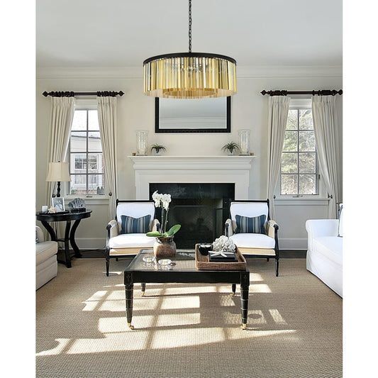 Elegant Lighting Sydney 10 Light 44" Wide Crystal Drum Chandelier with Golden Teak Royal Cut Crystals