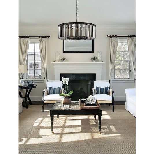 Elegant Lighting Sydney 10 Light 44" Wide Crystal Drum Chandelier with Silver Shade Royal Cut Crystals