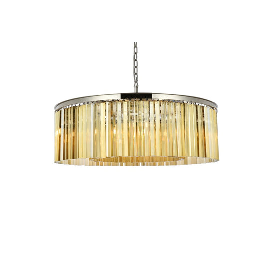 Elegant Lighting Sydney 10 Light 44" Wide Crystal Drum Chandelier with Golden Teak Royal Cut Crystals