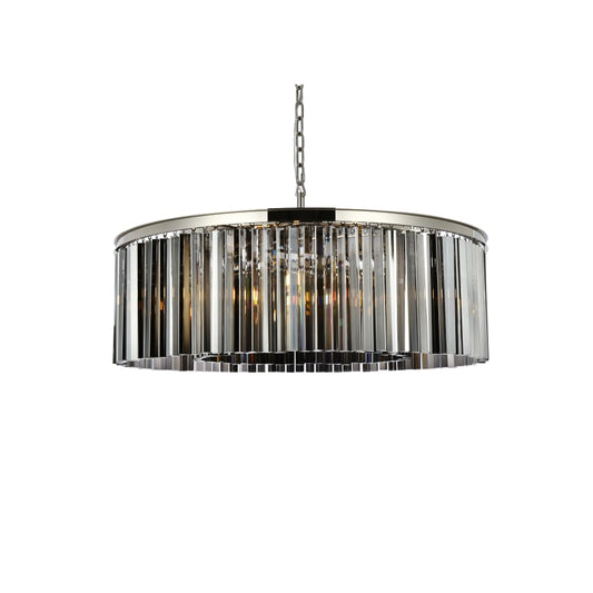 Elegant Lighting Sydney 10 Light 44" Wide Crystal Drum Chandelier with Silver Shade Royal Cut Crystals