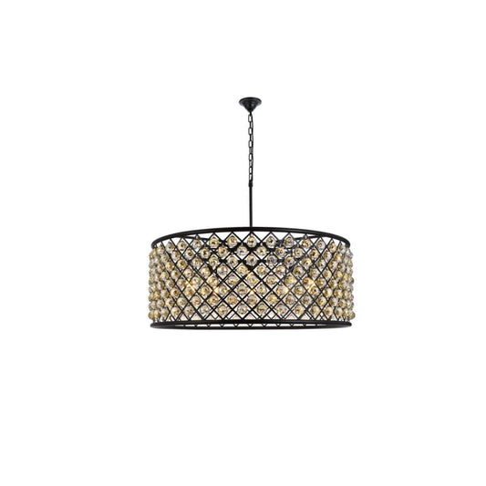 Elegant Lighting Madison 10 Light 44" Wide Crystal Drum Chandelier with Golden Teak Royal Cut Crystals