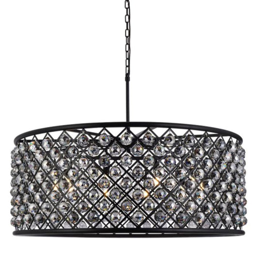 Elegant Lighting Madison 10 Light 44" Wide Crystal Drum Chandelier with Silver Shade Royal Cut Crystals