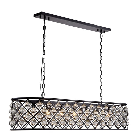 Elegant Lighting Madison 7 Light 50" Wide Crystal Linear Chandelier with Clear Royal Cut Crystals