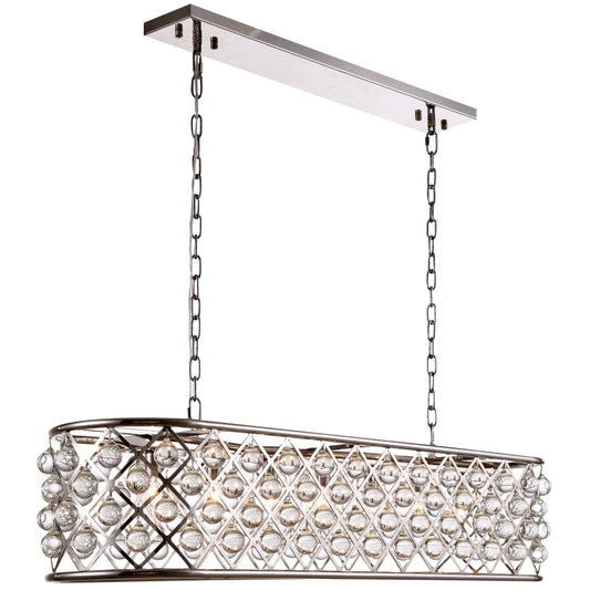 Elegant Lighting Madison 7 Light 50" Wide Crystal Linear Chandelier with Clear Royal Cut Crystals