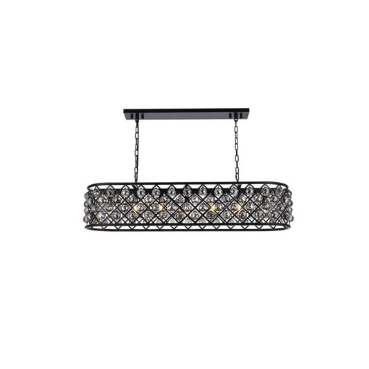 Elegant Lighting Madison 7 Light 50" Wide Crystal Linear Chandelier with Silver Shade Royal Cut Crystals