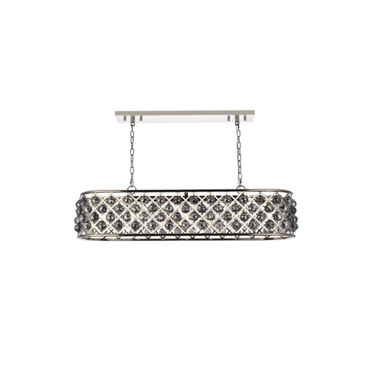 Elegant Lighting Madison 7 Light 50" Wide Crystal Linear Chandelier with Silver Shade Royal Cut Crystals