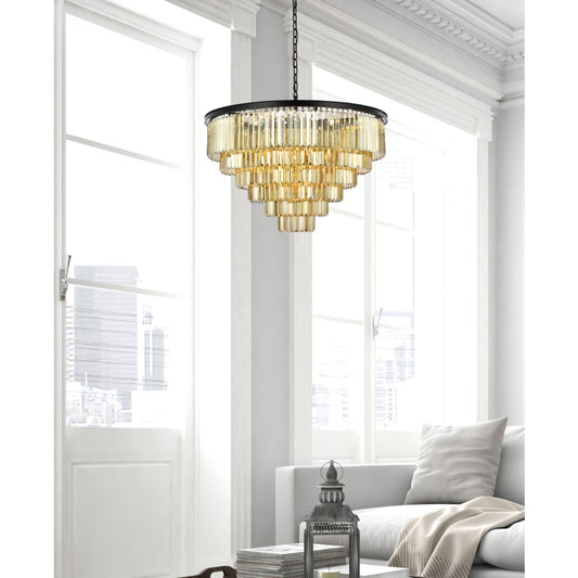 Elegant Lighting Sydney 33 Light 44" Wide Crystal Chandelier with Golden Teak Royal Cut Crystals