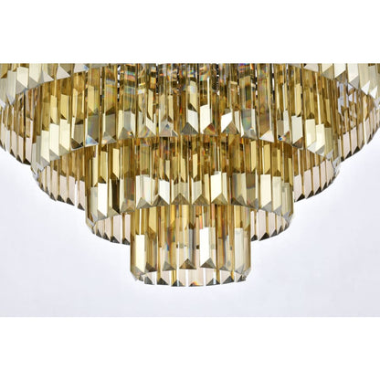 Elegant Lighting Sydney 33 Light 44" Wide Crystal Chandelier with Golden Teak Royal Cut Crystals