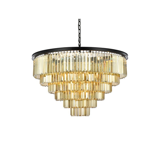 Elegant Lighting Sydney 33 Light 44" Wide Crystal Chandelier with Golden Teak Royal Cut Crystals