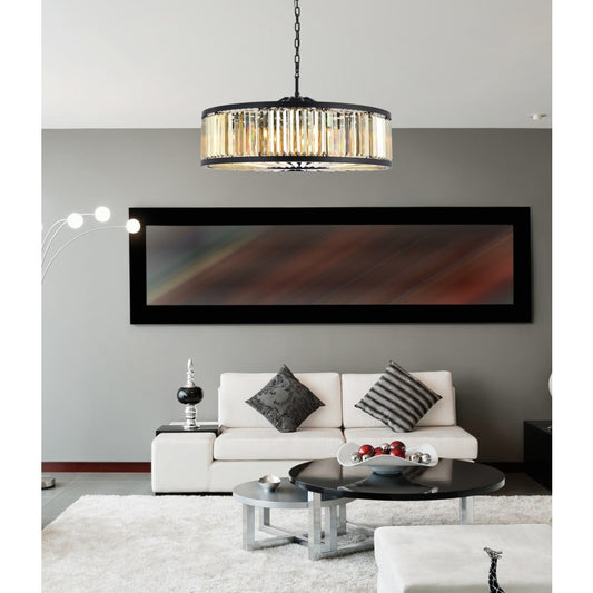 Elegant Lighting Chelsea 10 Light 44" Wide Crystal Drum Chandelier with Golden Teak Royal Cut Crystals