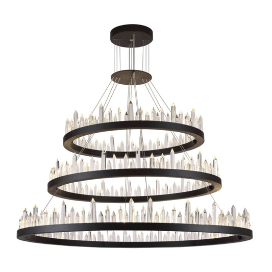 Elegant Lighting Malta 3 Light 42" Wide LED Crystal Ring Chandelier with Clear Royal Cut Crystals