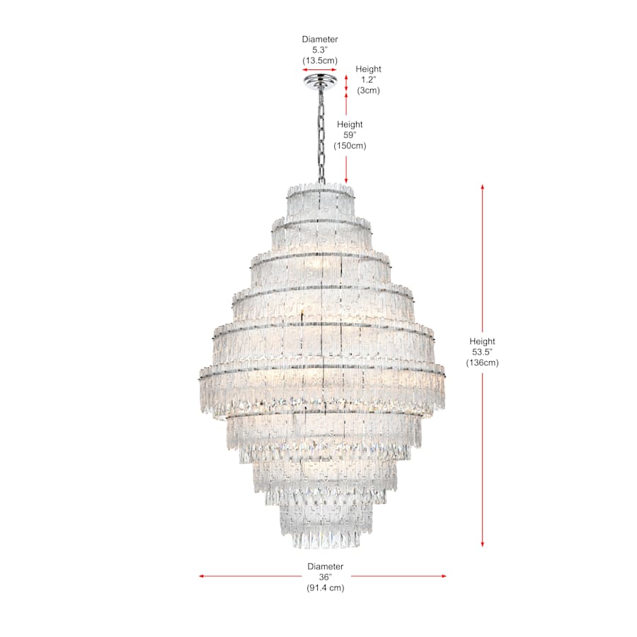 Elegant Lighting Emilia 27 Light 36" Wide Crystal Chandelier