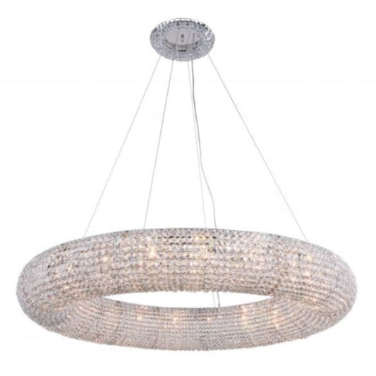 Elegant Lighting Paris 20 Light 52" Wide Crystal Ring Chandelier with Clear Royal Cut Crystals
