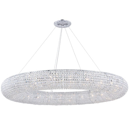 Elegant Lighting Paris 24 Light 59" Wide Crystal Ring Chandelier with Clear Royal Cut Crystals