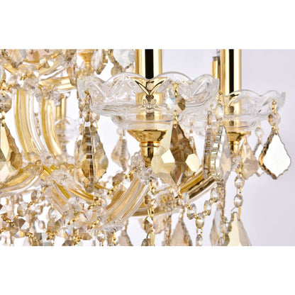 Elegant Lighting Maria Theresa 19 Light 30" Wide Crystal Chandelier with Golden Teak Royal Cut Crystals