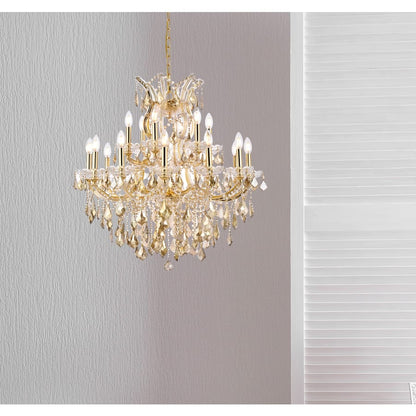 Elegant Lighting Maria Theresa 19 Light 30" Wide Crystal Chandelier with Golden Teak Royal Cut Crystals