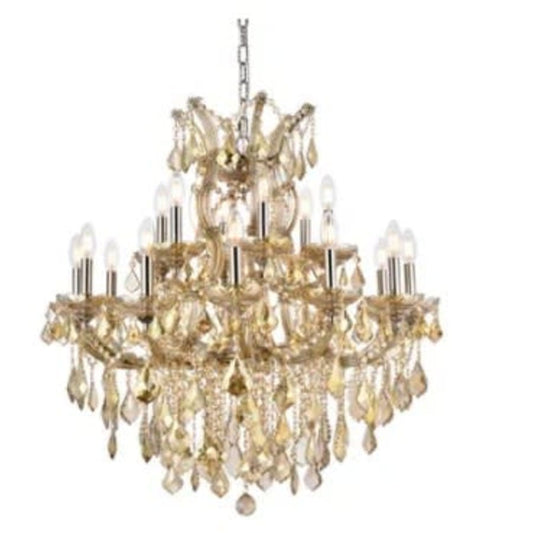 Elegant Lighting Maria Theresa 19 Light 30" Wide Crystal Chandelier with Golden Teak Royal Cut Crystals