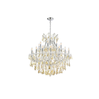 Elegant Lighting Maria Theresa 24 Light 36" Wide Crystal Chandelier with Golden Teak Royal Cut Crystals