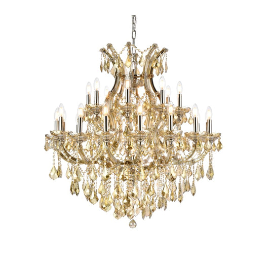 Elegant Lighting Maria Theresa 24 Light 36" Wide Crystal Chandelier with Golden Teak Royal Cut Crystals