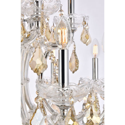Elegant Lighting Maria Theresa 28 Light 38" Wide Crystal Chandelier with Golden Teak Royal Cut Crystals