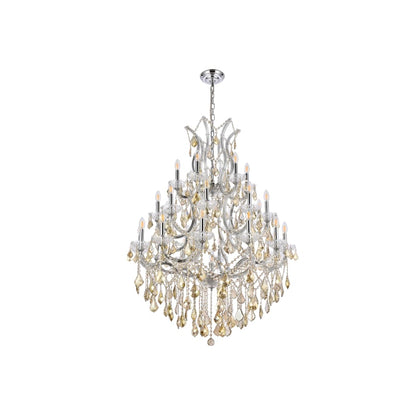 Elegant Lighting Maria Theresa 28 Light 38" Wide Crystal Chandelier with Golden Teak Royal Cut Crystals