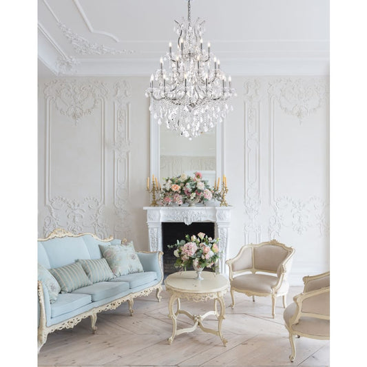 Elegant Lighting Maria Theresa 28 Light 38" Wide Crystal Chandelier with Clear Royal Cut Crystals