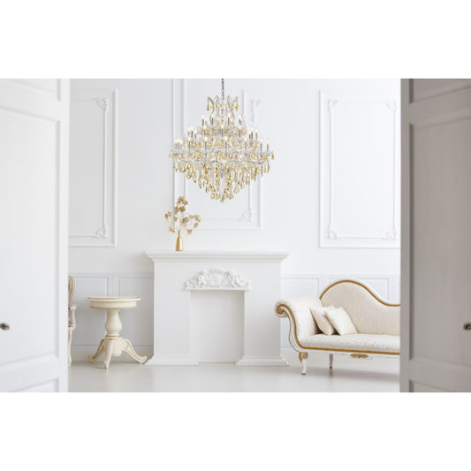 Elegant Lighting Maria Theresa 37 Light 44" Wide Crystal Chandelier with Golden Teak Royal Cut Crystals