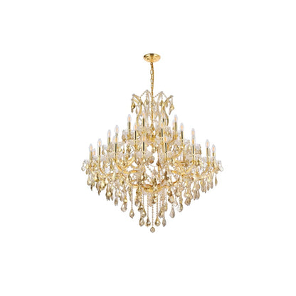 Elegant Lighting Maria Theresa 37 Light 44" Wide Crystal Chandelier with Golden Teak Royal Cut Crystals