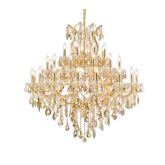 Elegant Lighting Maria Theresa 37 Light 44" Wide Crystal Chandelier with Golden Teak Royal Cut Crystals